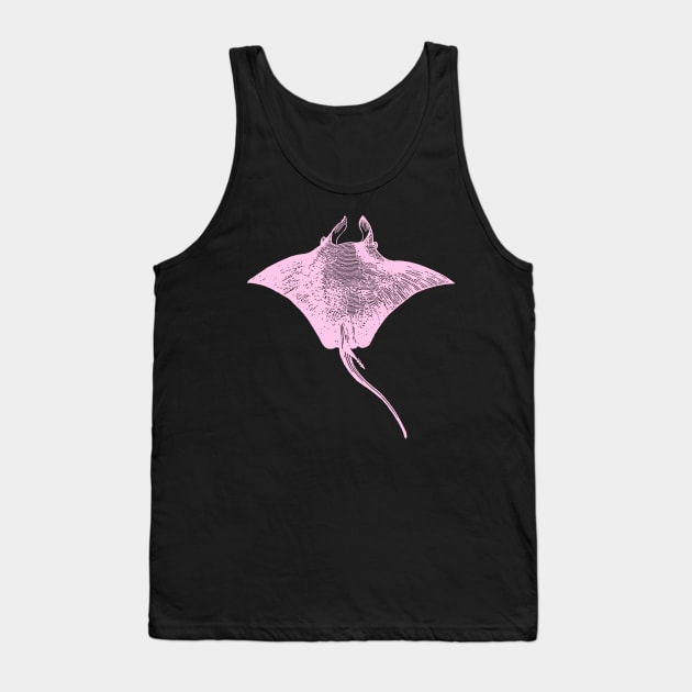 Pink Stingray Oceanography Illustration | Sea Animal Tank Top by encycloart